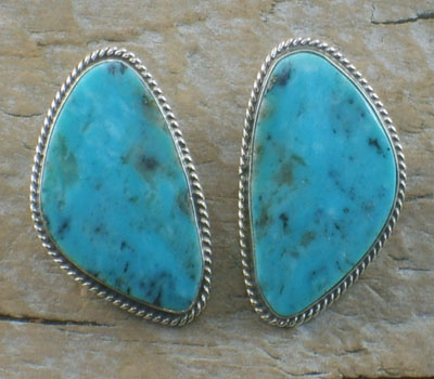 Native American Earrings Turquoise Morenci Clip